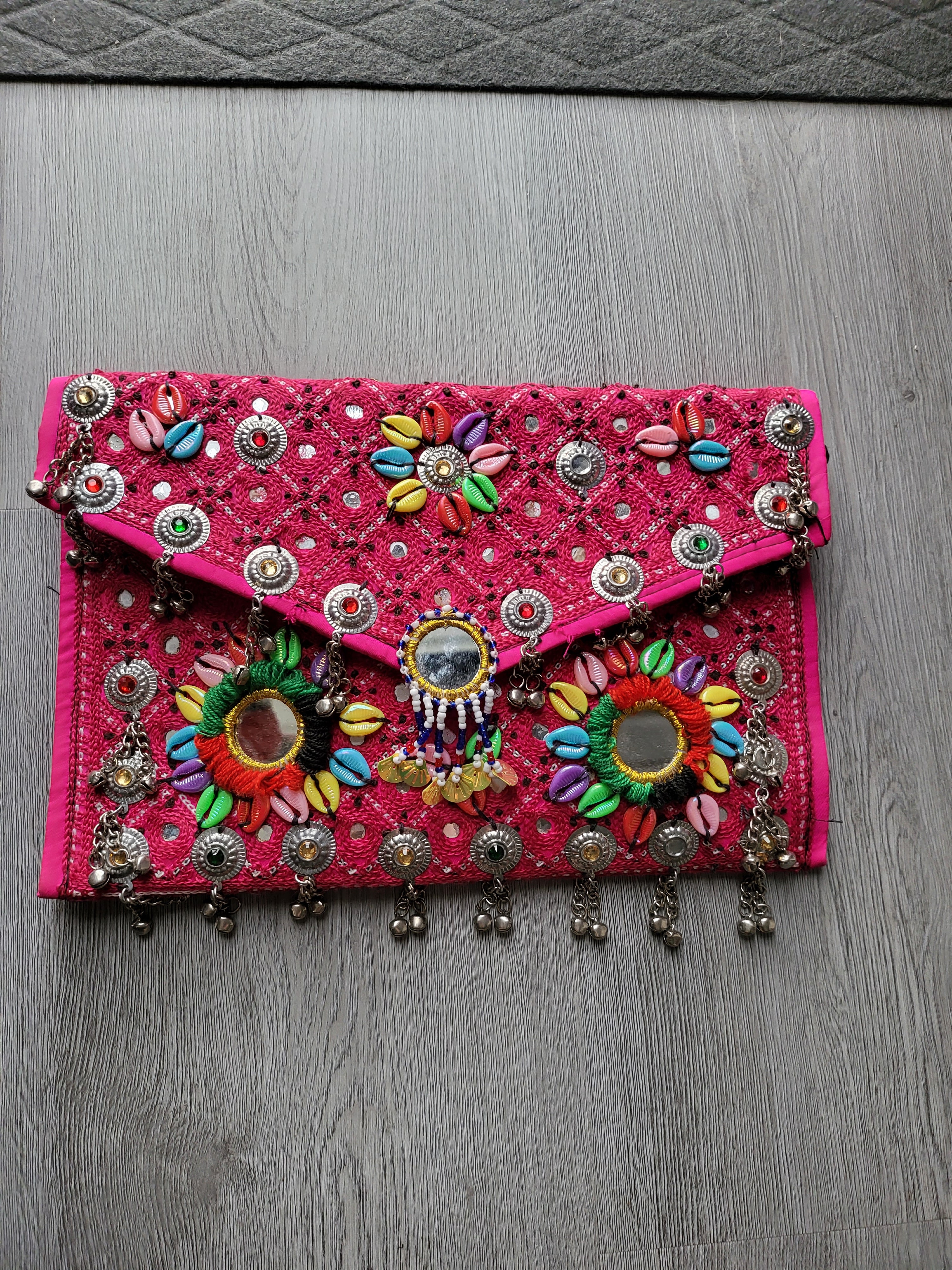 Hot Pink Handmade Kuchi Purse
