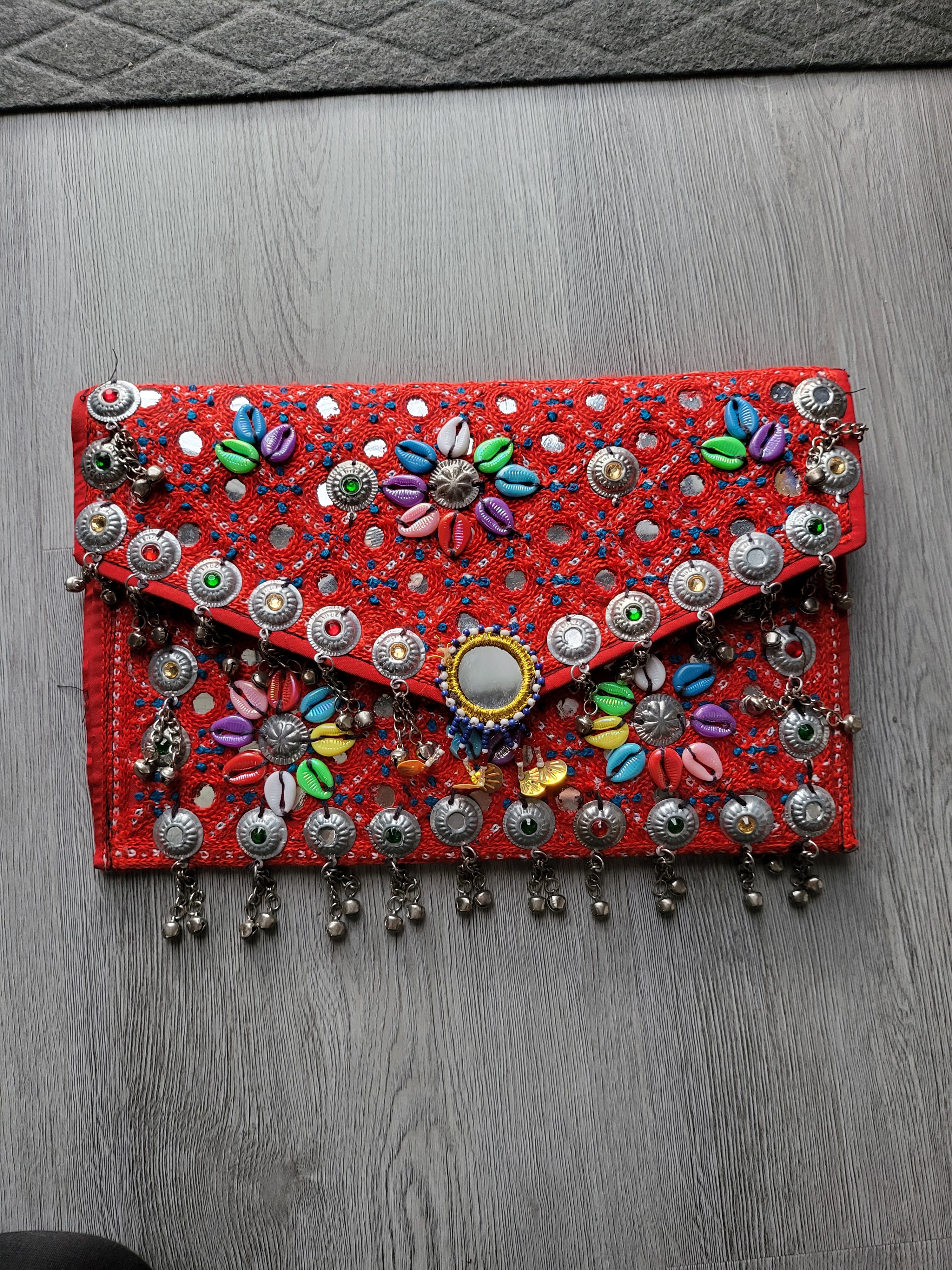 Red Handmade Kuchi Purse