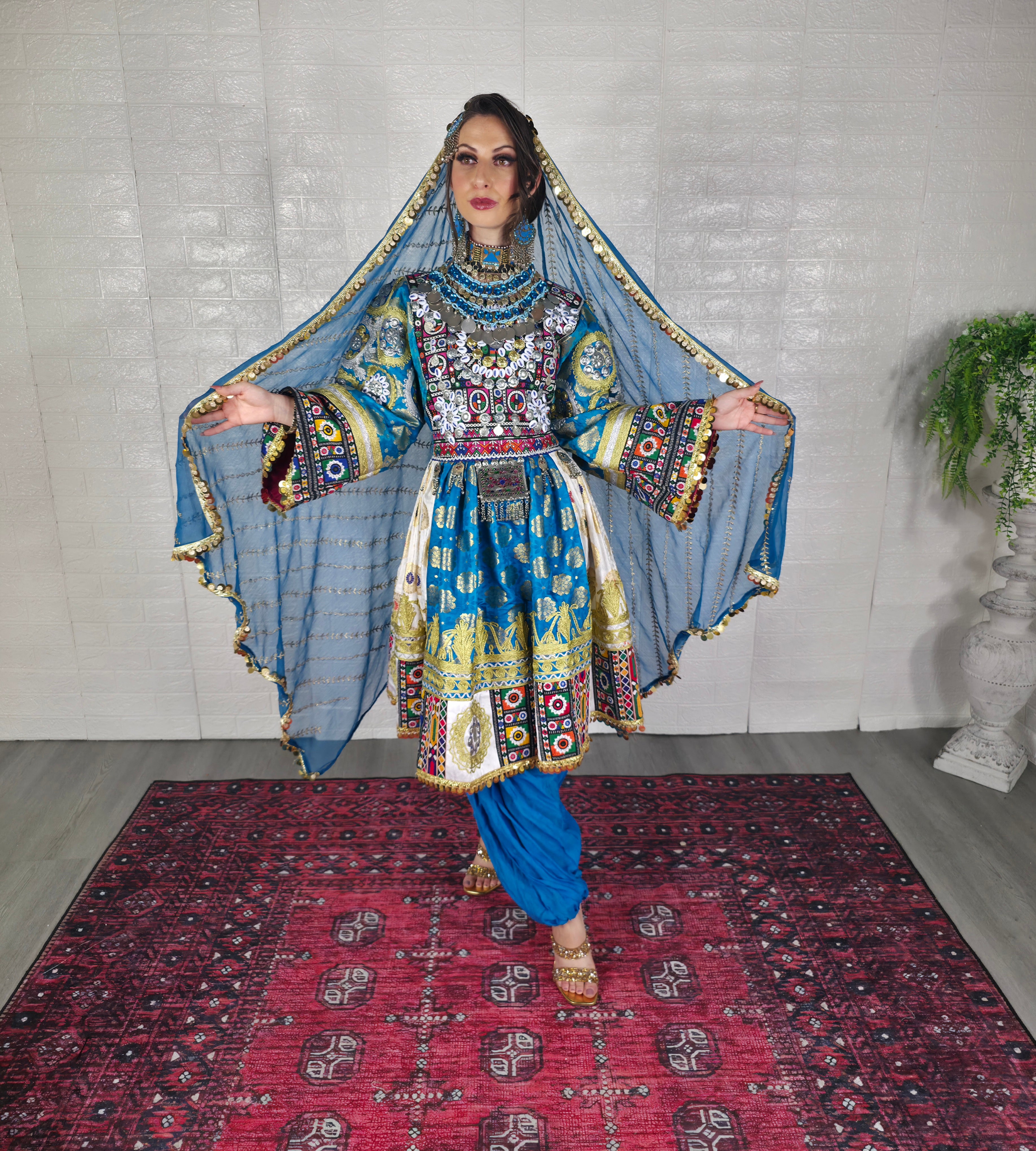 Blue/Beige Plate Dress