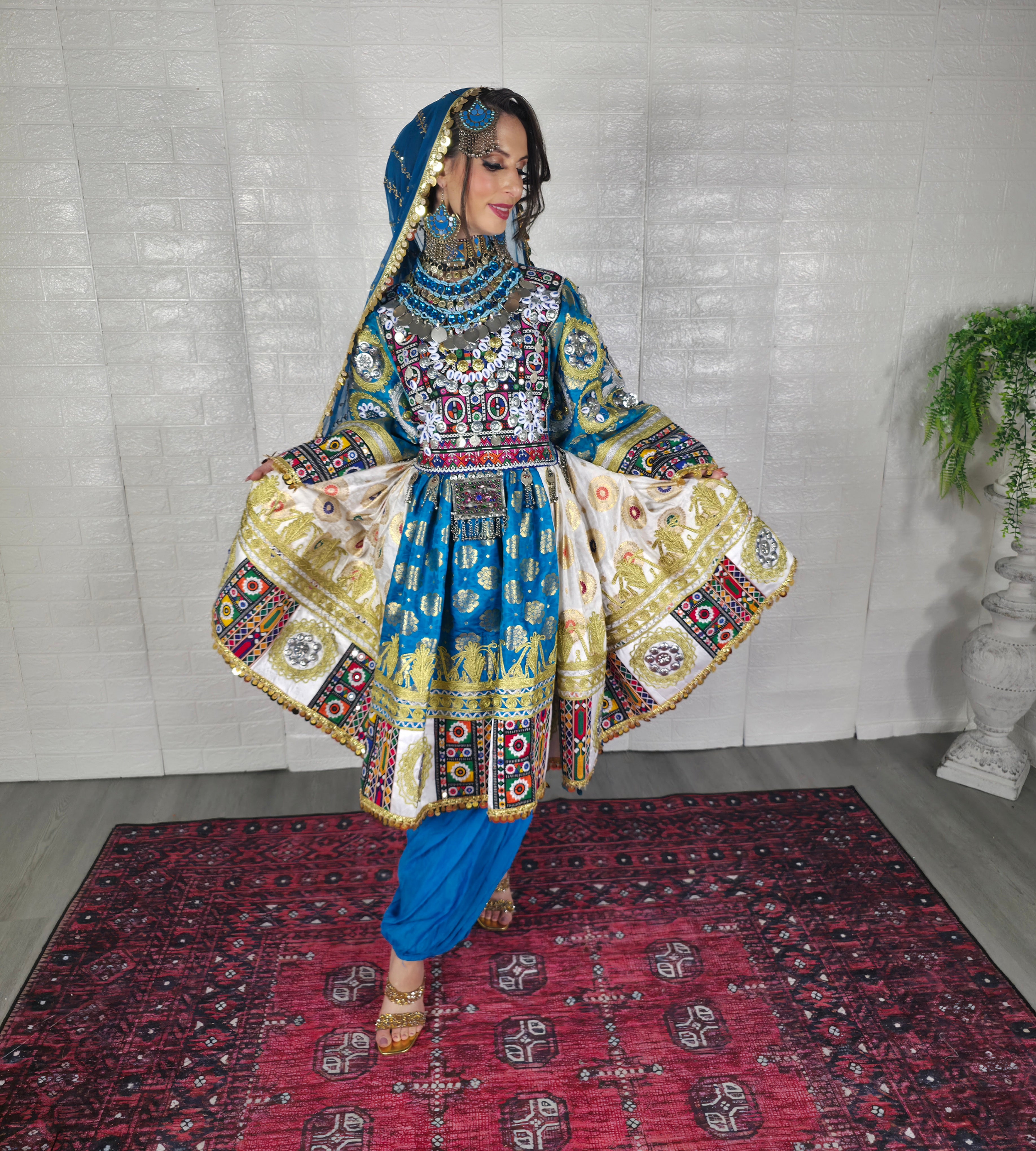 Blue/Beige Plate Dress