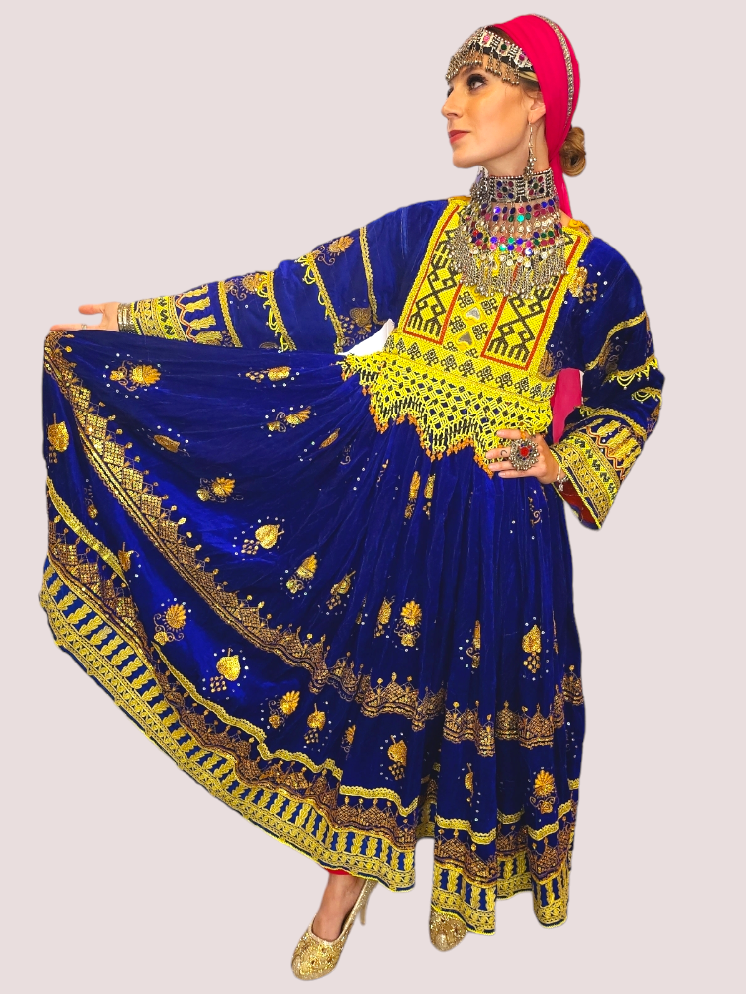 Blue/Gold Vintage Kuchi Dress