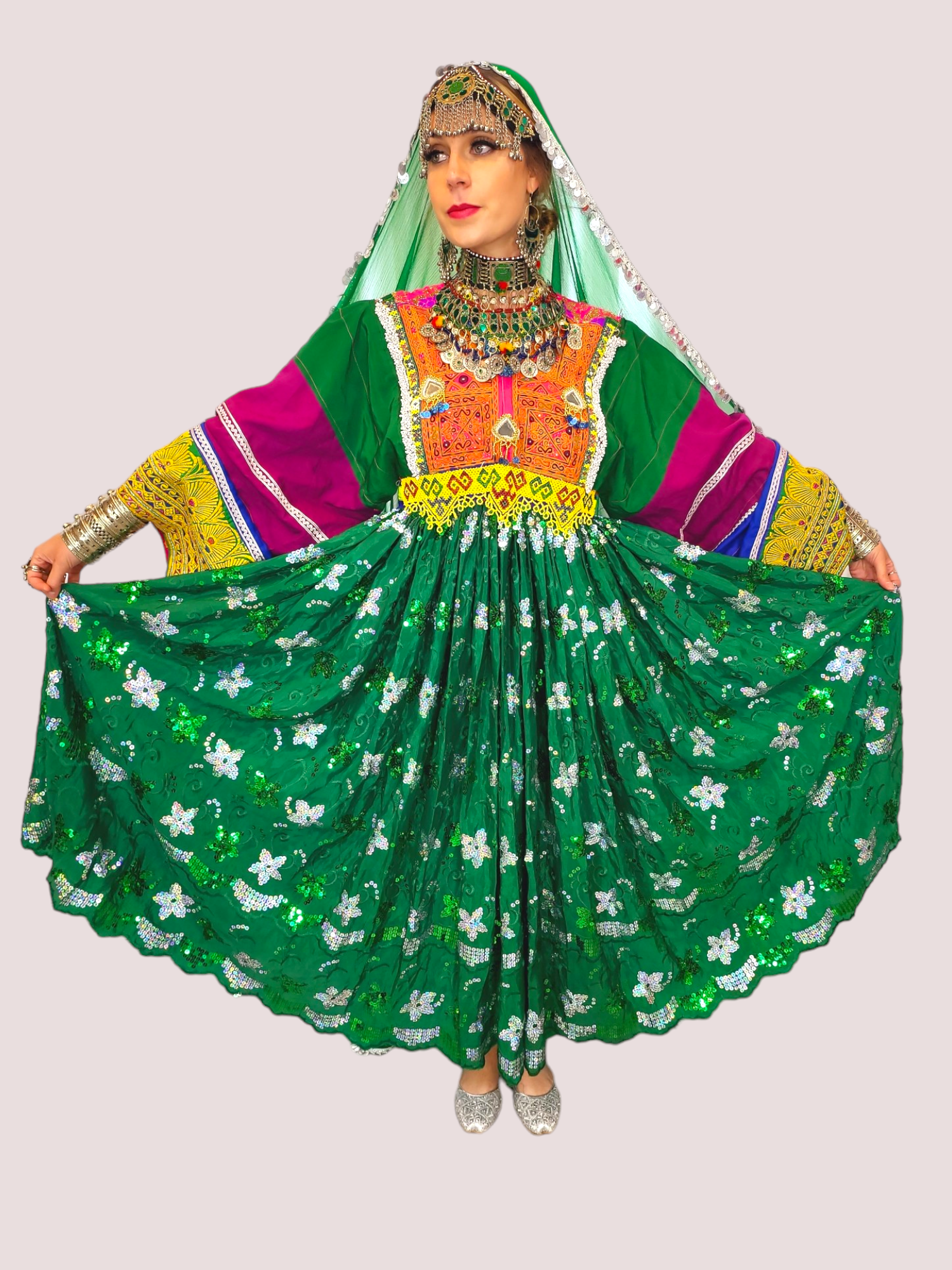 Sequin Green Kuchi Dress