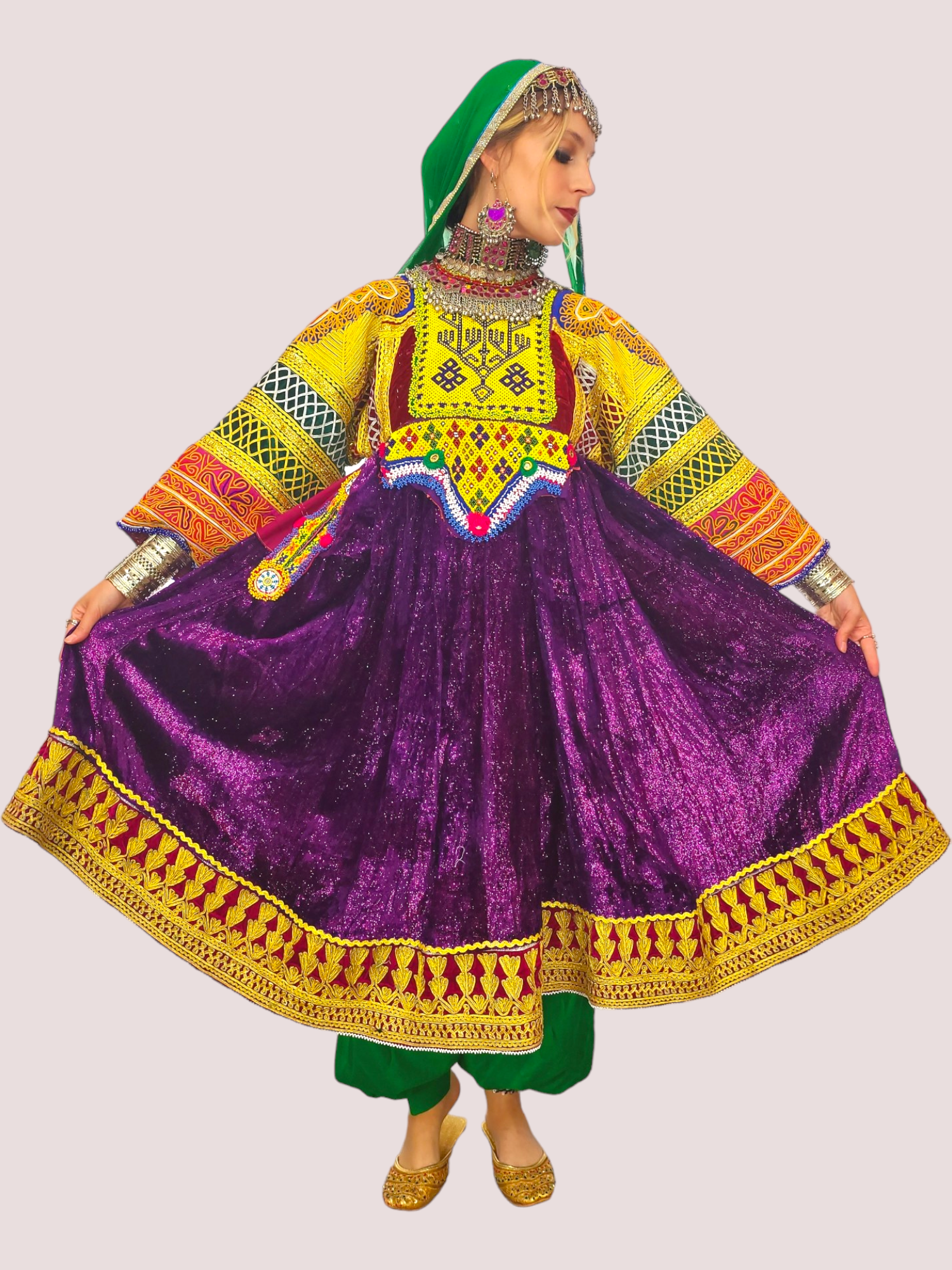 Pink Zari Bakhmal Kuchi Dress