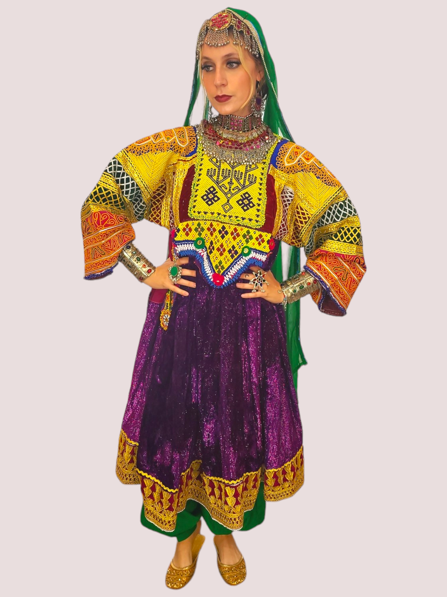 Pink Zari Bakhmal Kuchi Dress