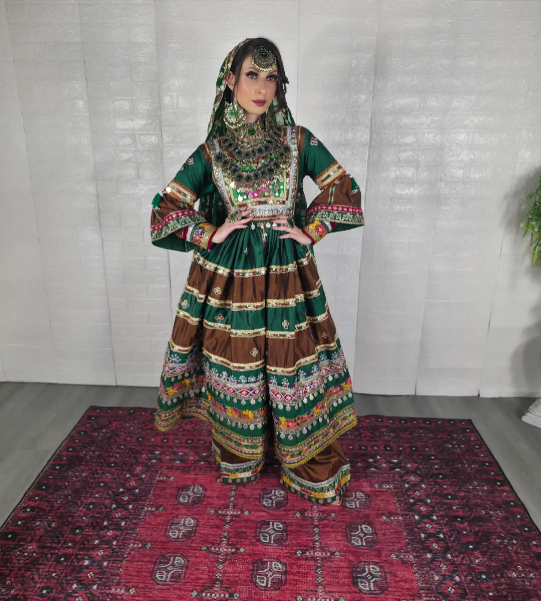 Brown/Green Split Dress