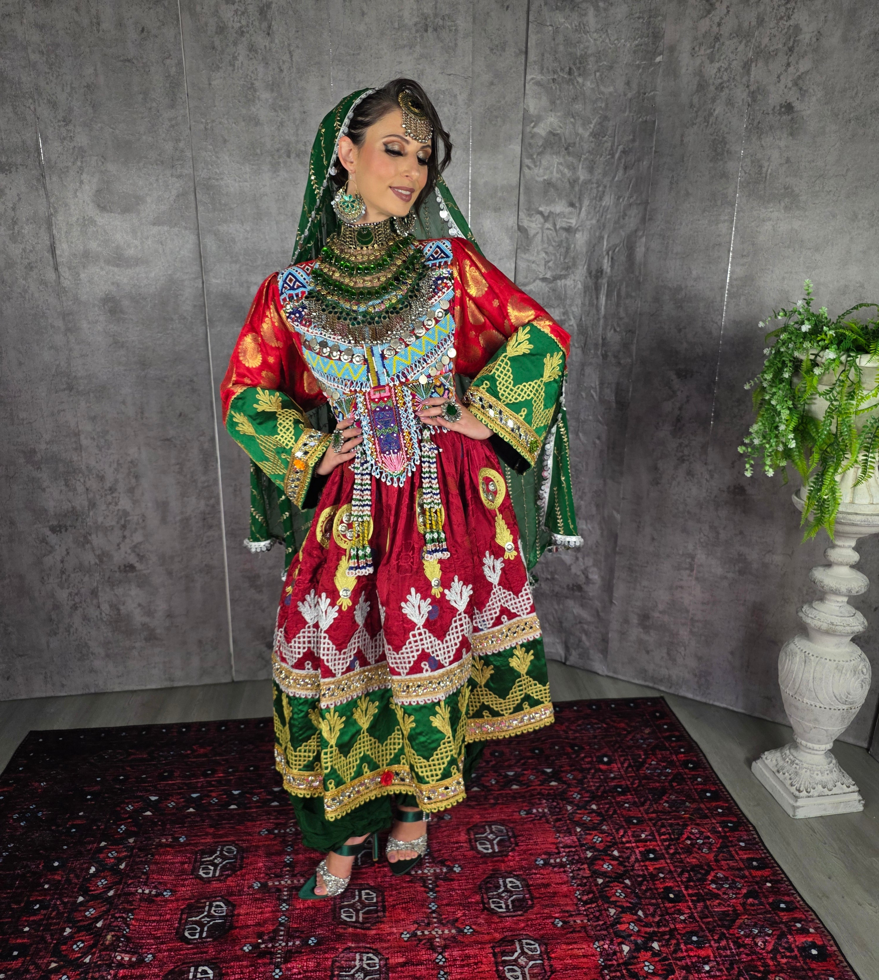 Red/Green Cherma Dress