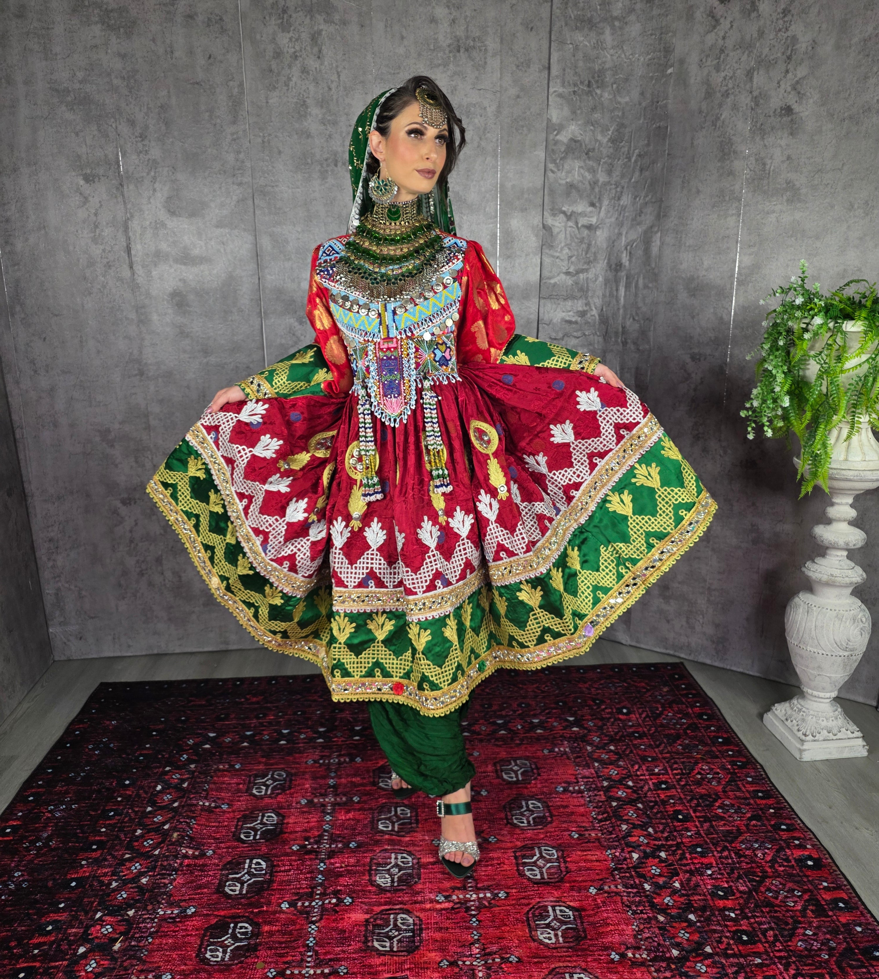 Red/Green Cherma Dress