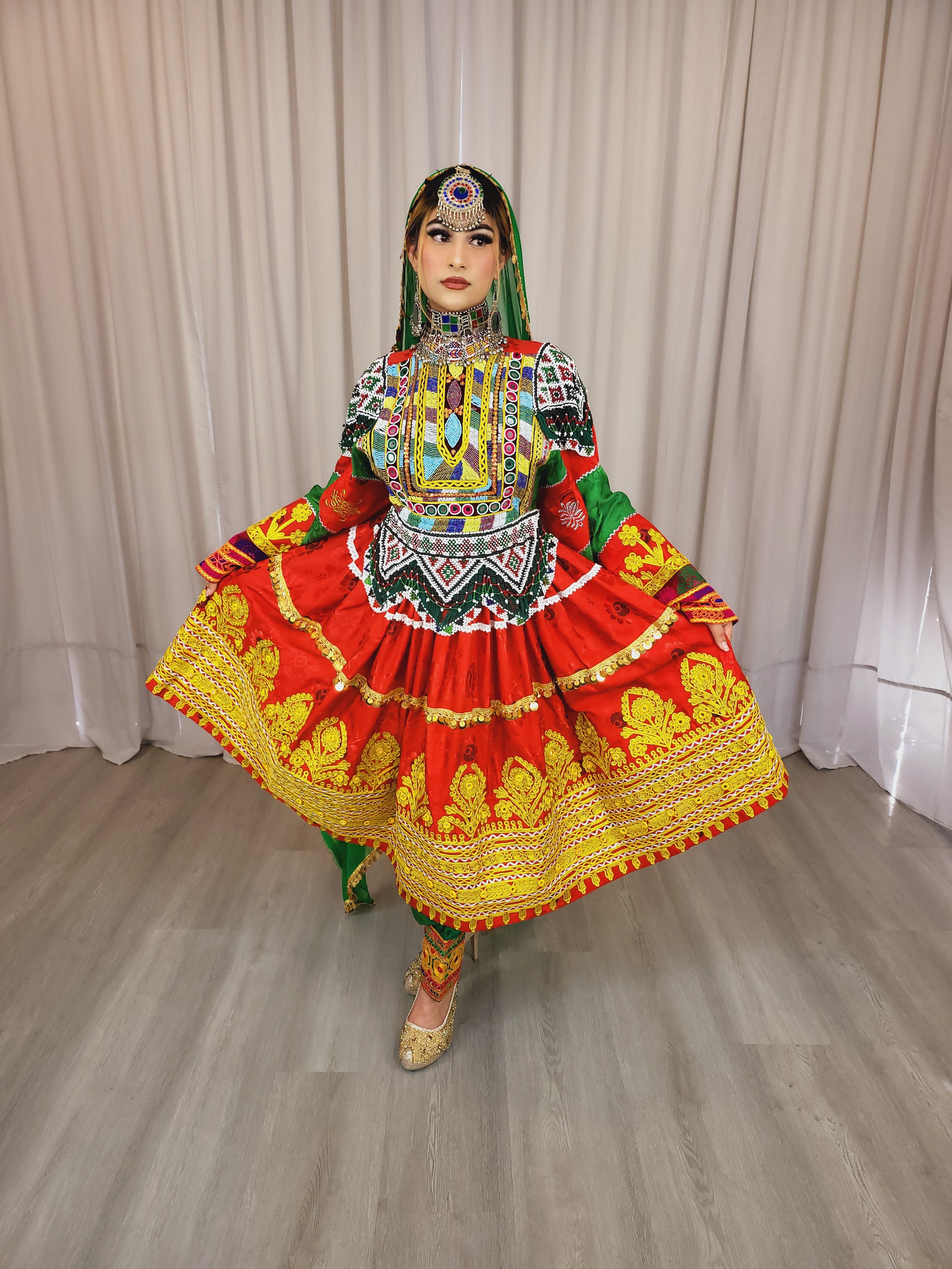 Red Gule Bakhmal Dress