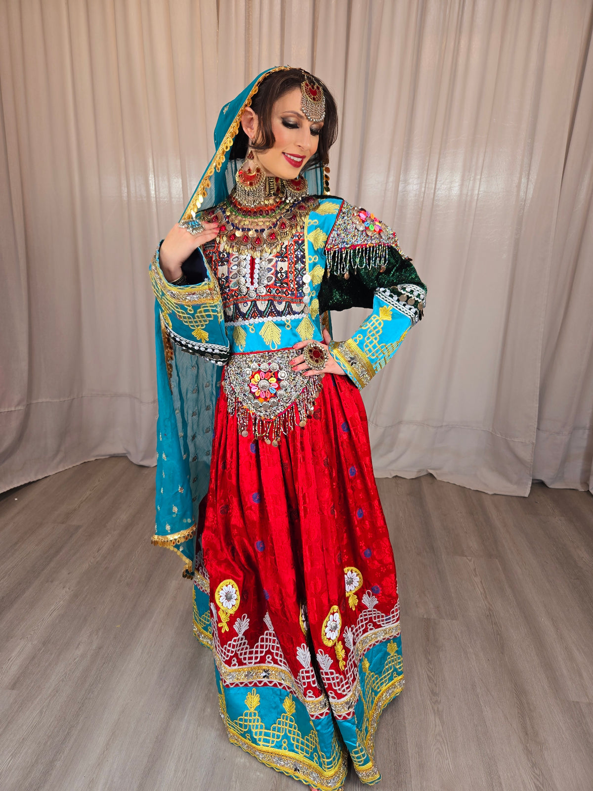 Red Gule Bakhmal Dress