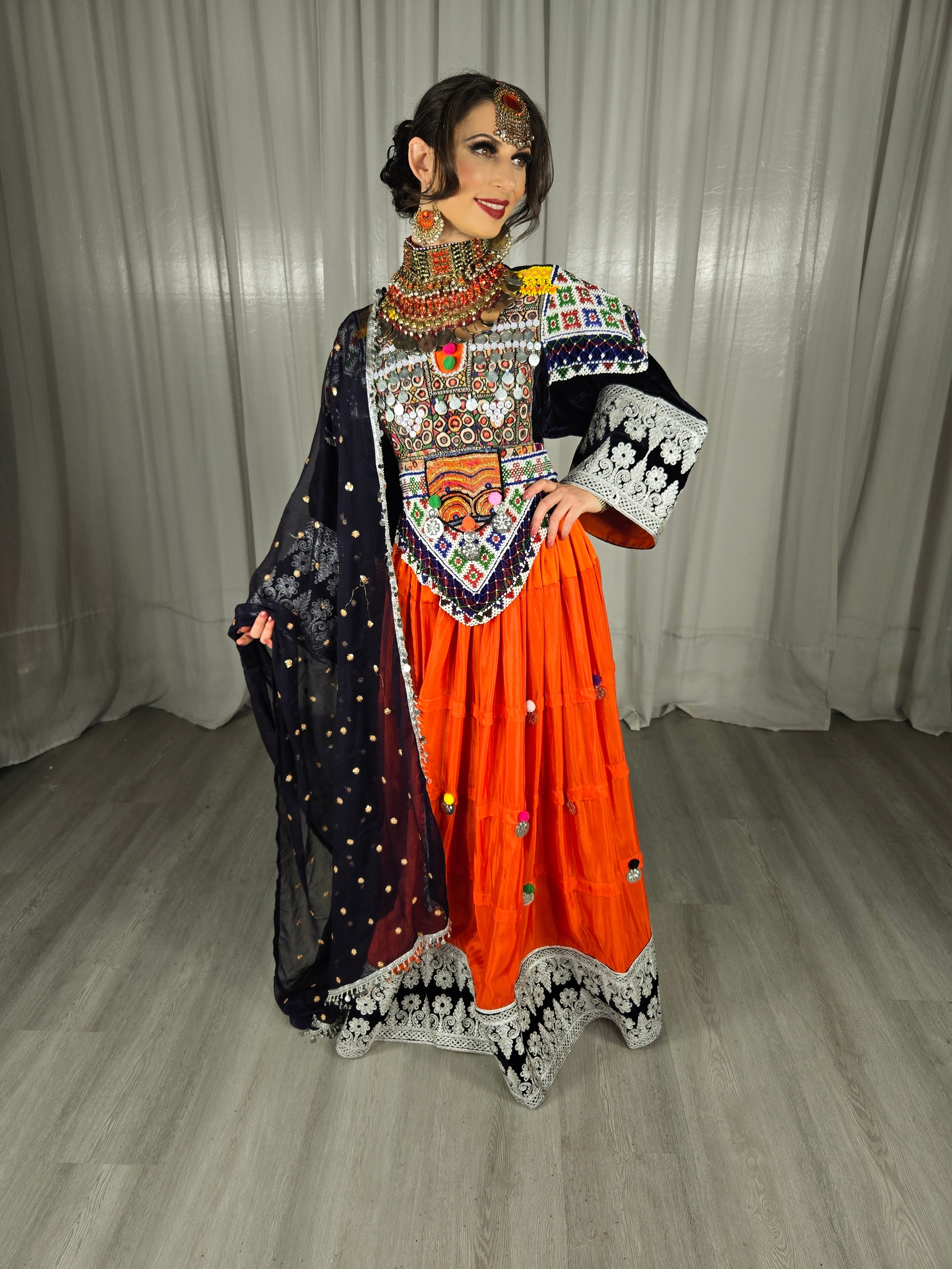 Orange/Navy Powli Dress