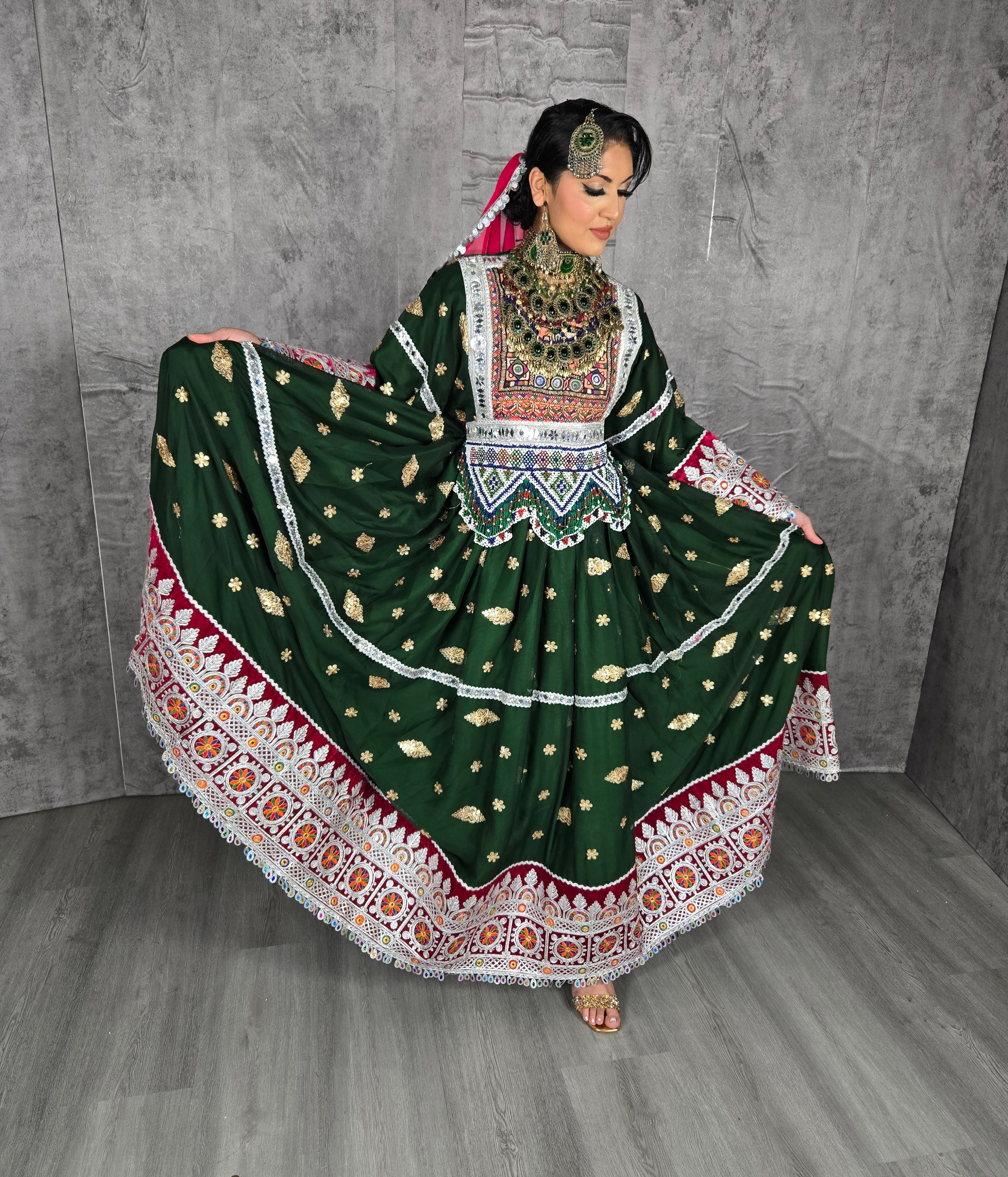 Green Chiffon Khaal Dress