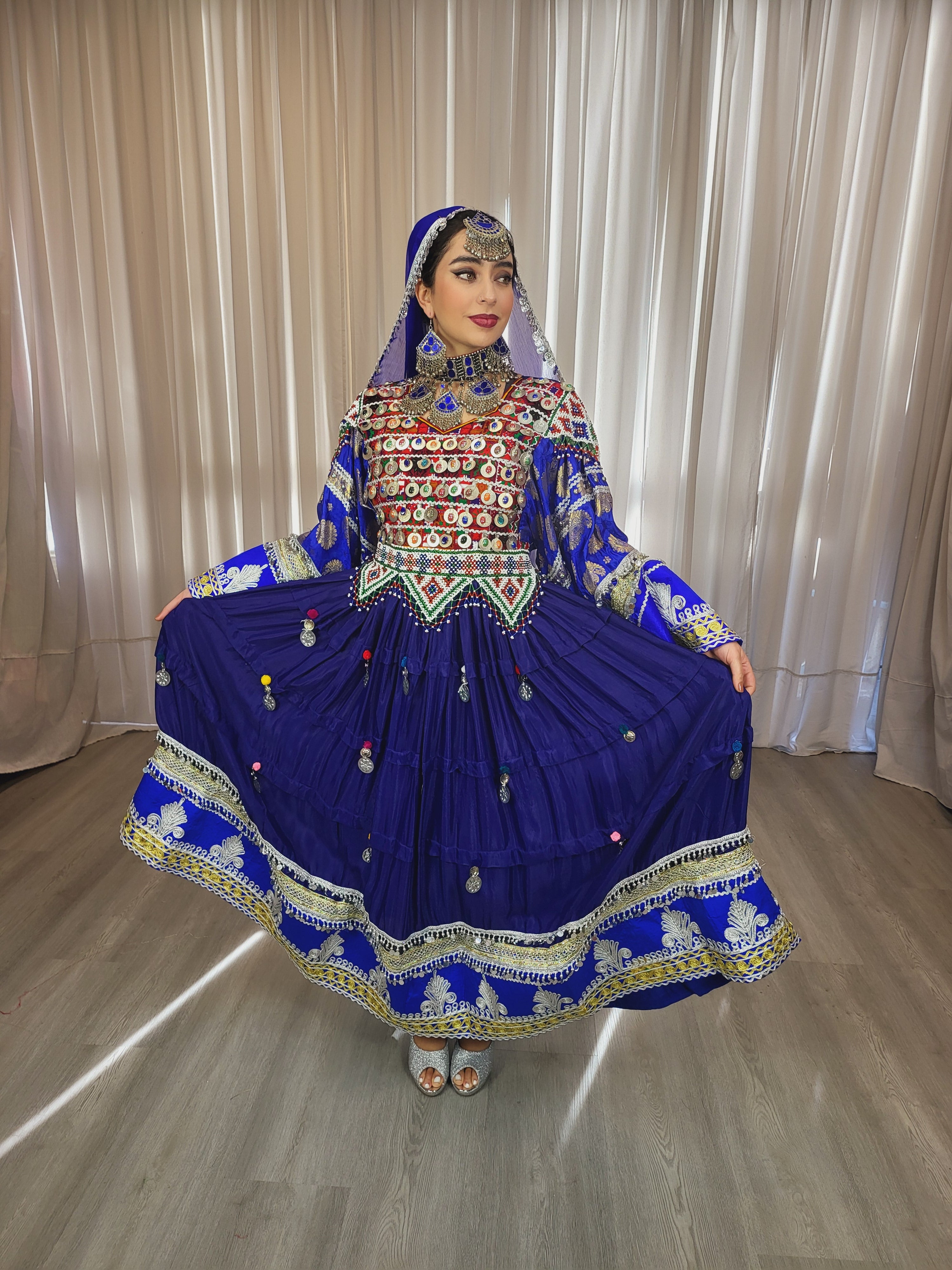 Dark Blue Coins Dress