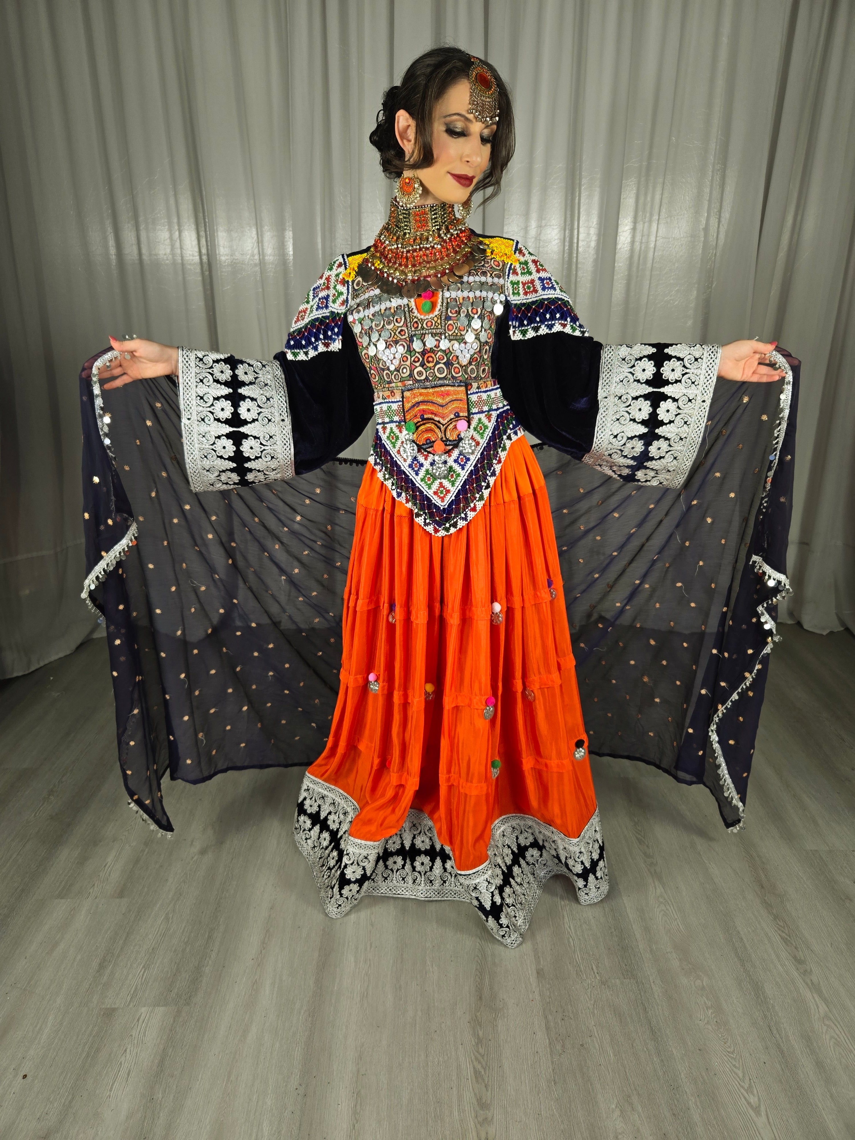 Orange/Navy Powli Dress