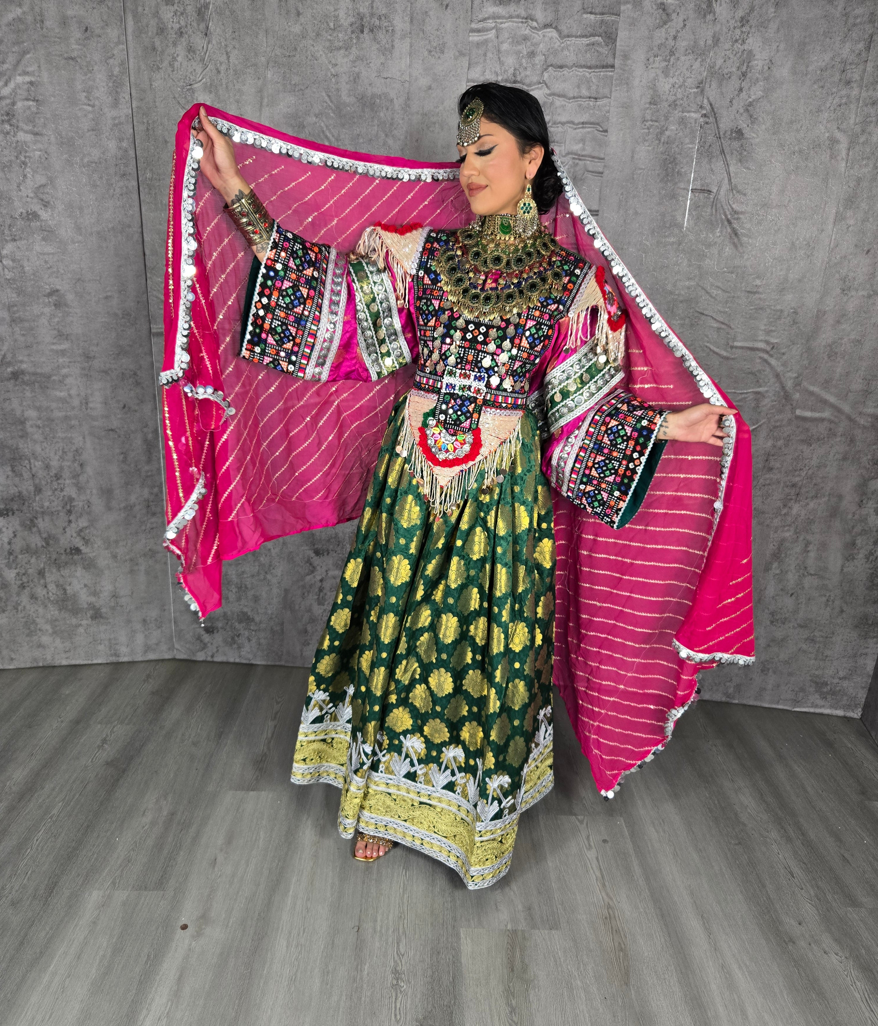 Dark Green Banaras Dress