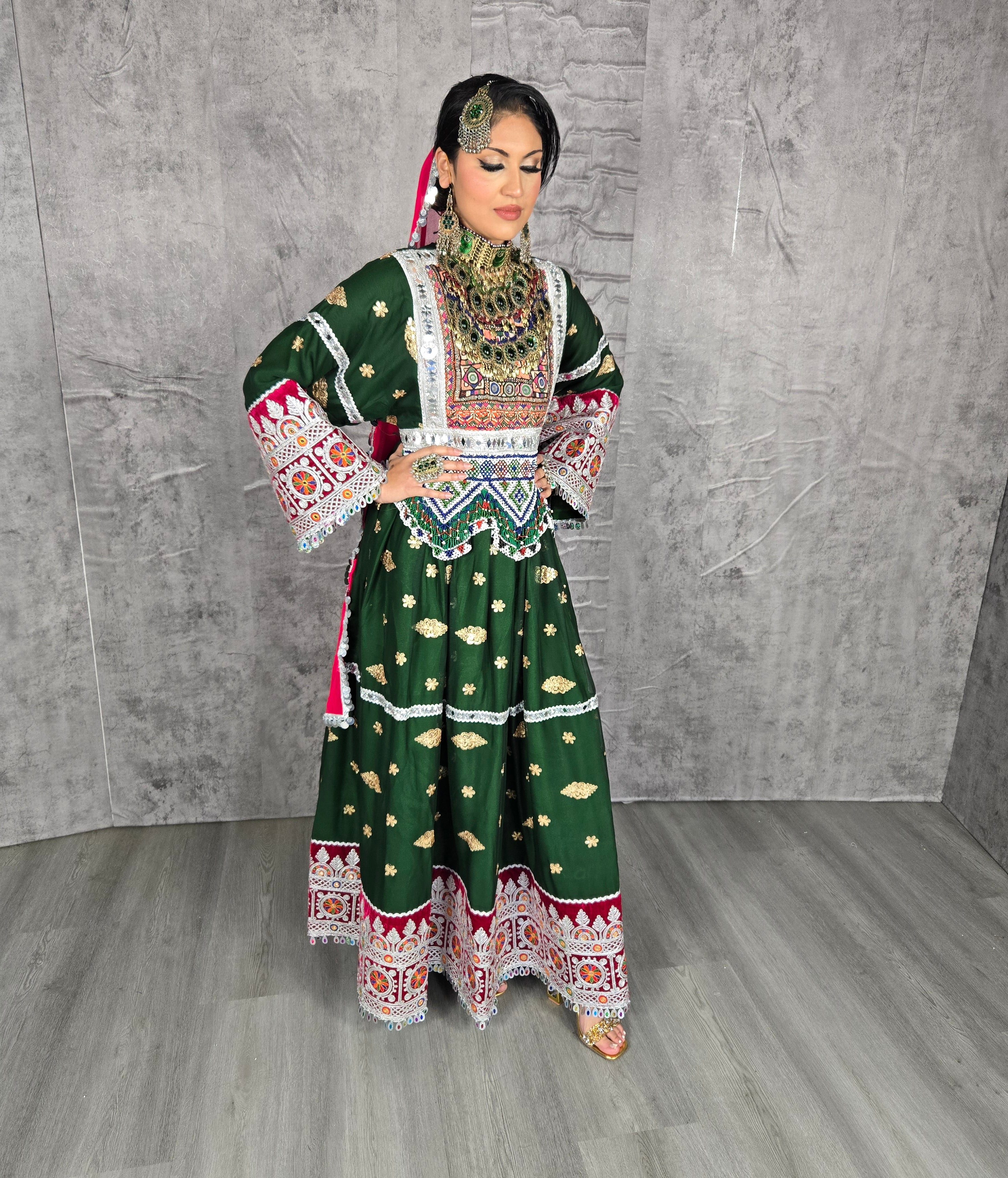 Green Chiffon Khaal Dress