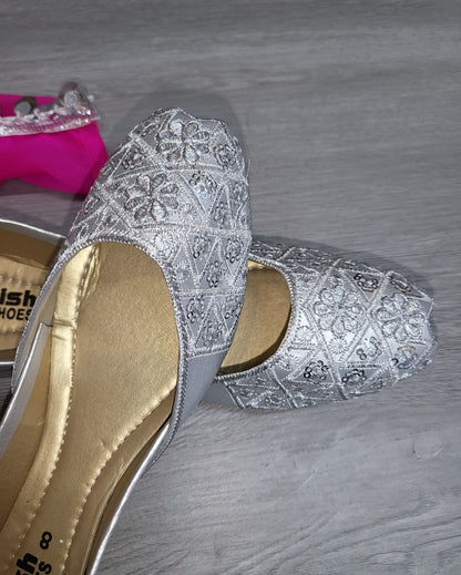 Silver Payzaar Khussa Shoes
