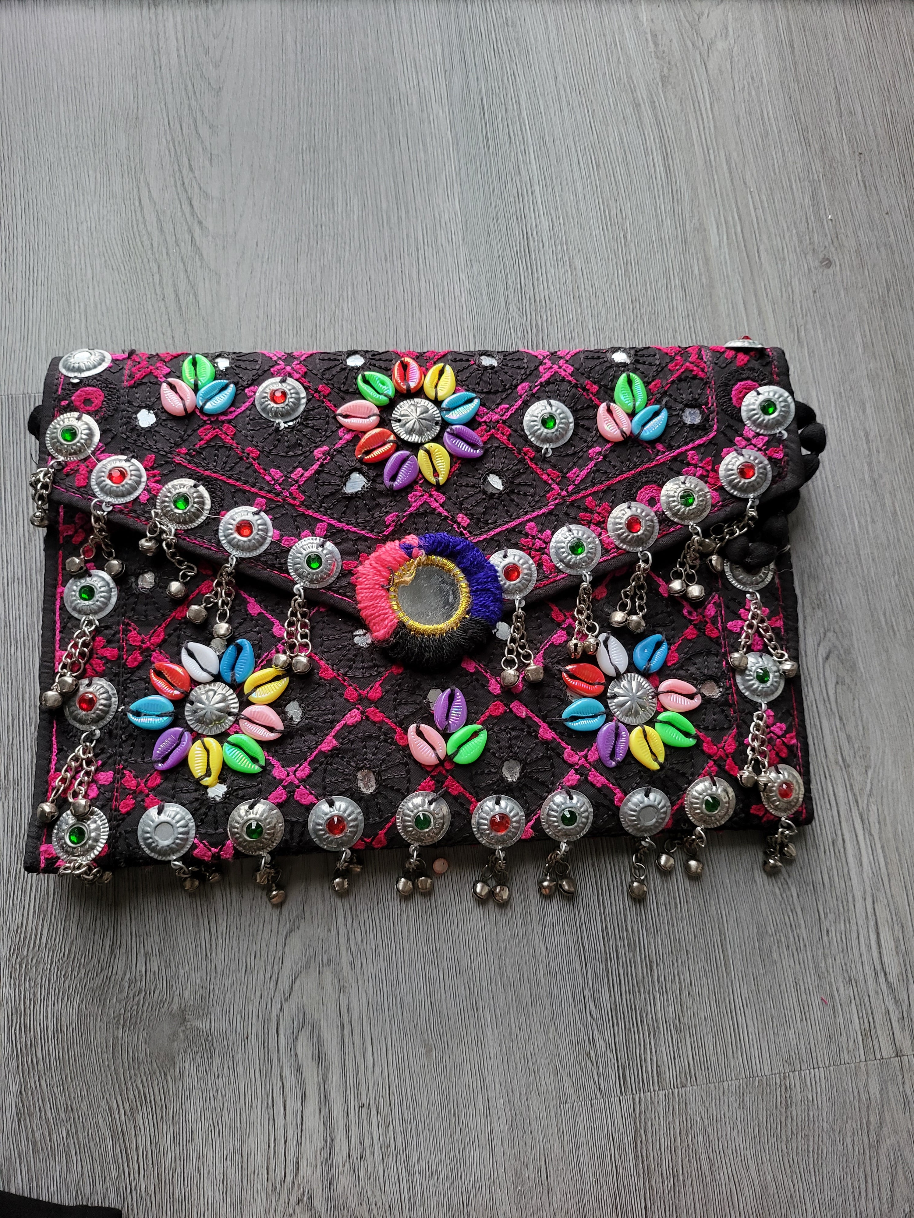 Dark Pink Handmade Kuchi Purse