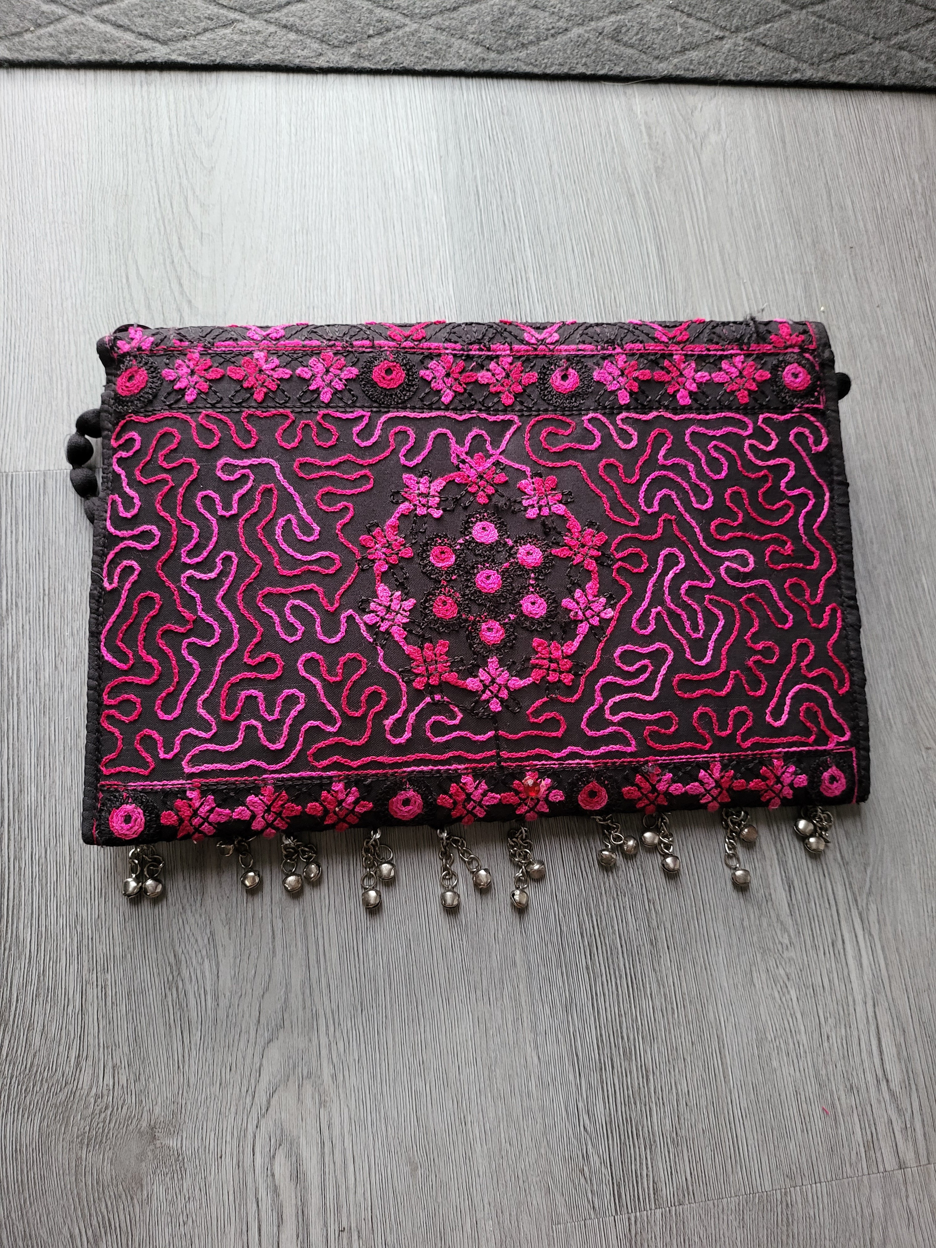 Dark Pink Handmade Kuchi Purse
