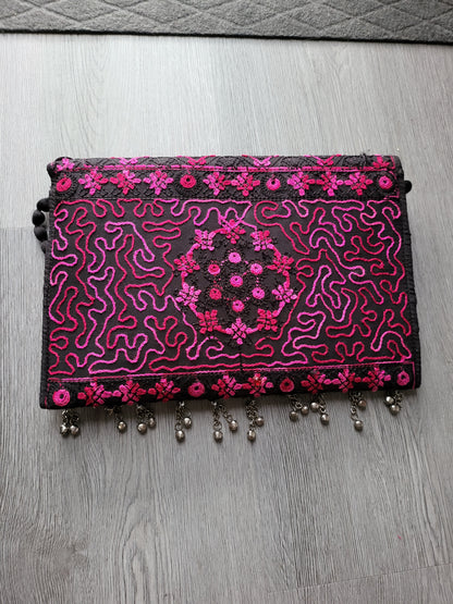 Dark Pink Handmade Kuchi Purse