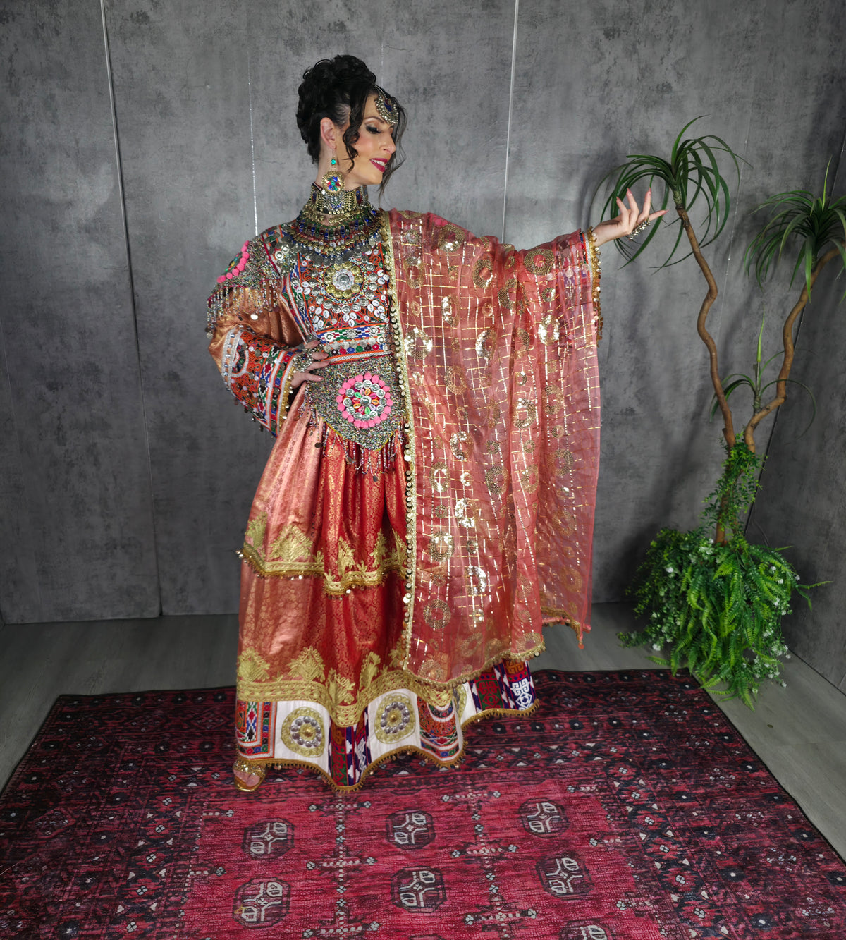 Peach Banaras Dress
