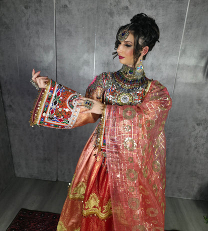 Peach Banaras Dress