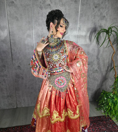 Peach Banaras Dress