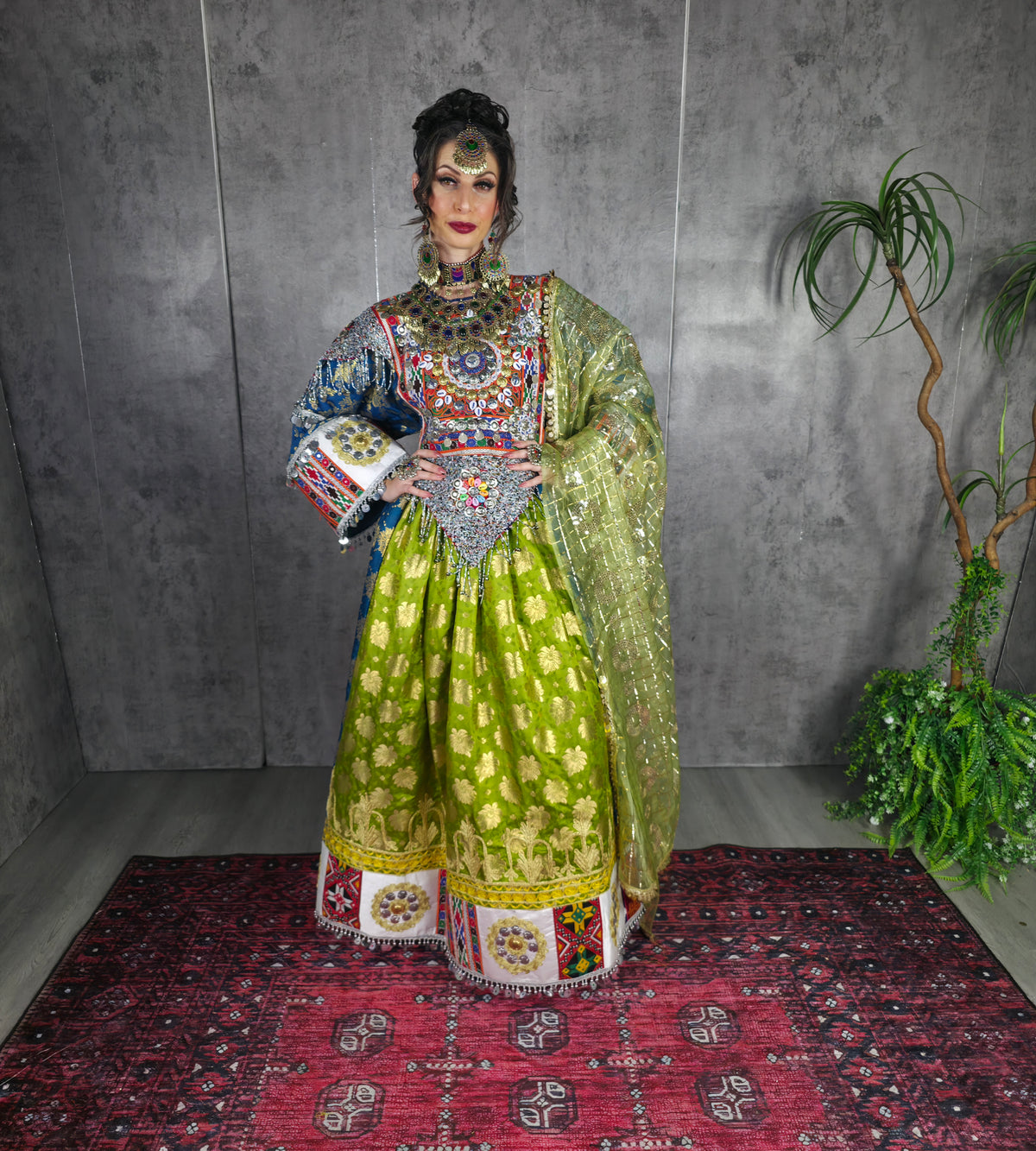 Pista/Blue Banaras Dress
