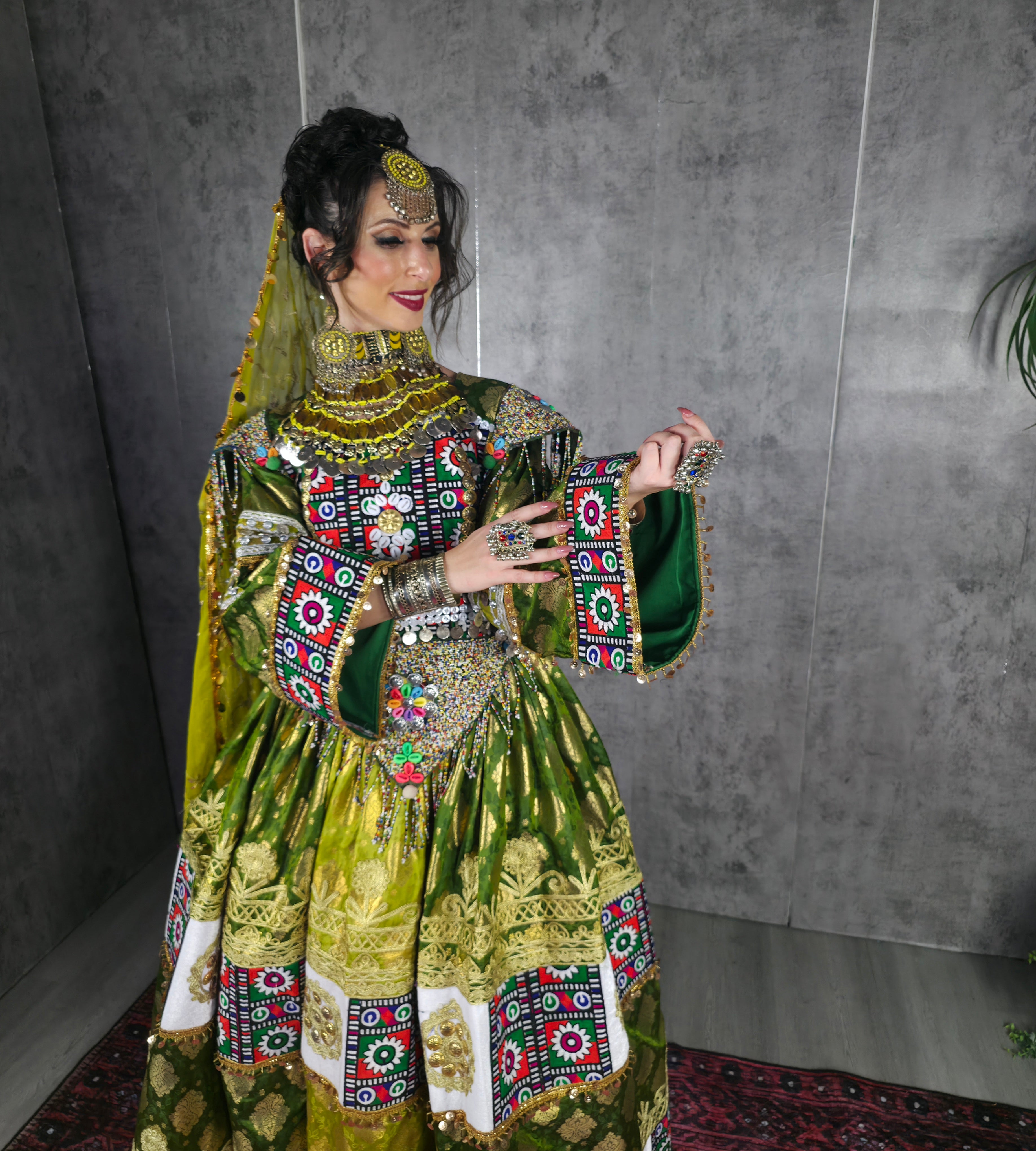 Pista/Green Banaras Dress