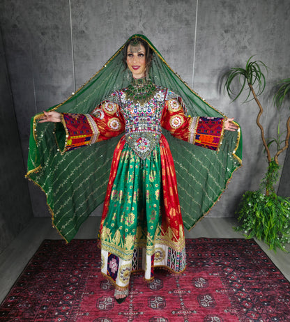 Red/Green Banaras Dress