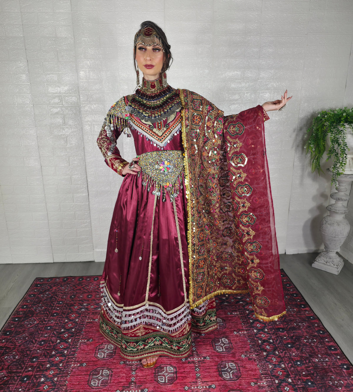 Maroon Satin Dress