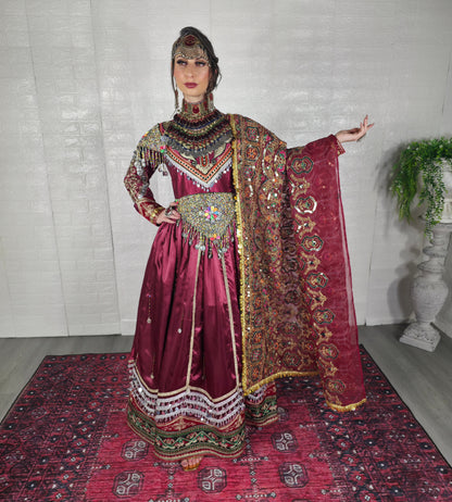 Maroon Satin Dress