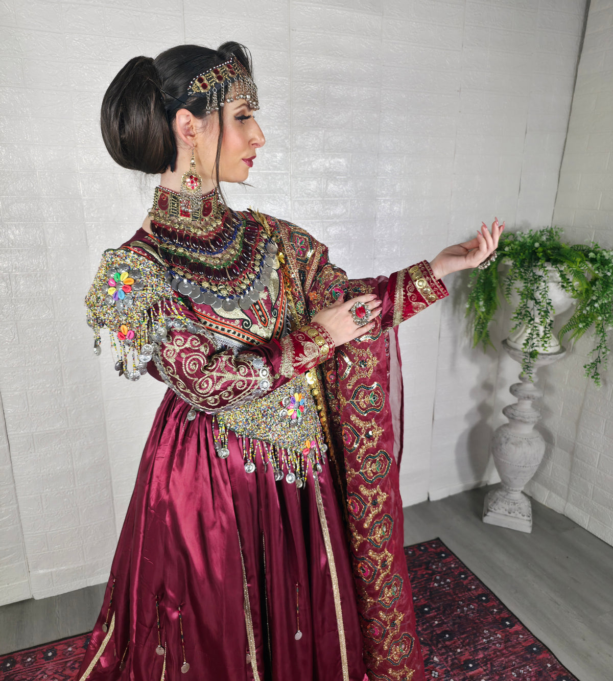 Maroon Satin Dress