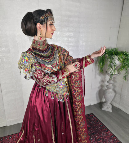 Maroon Satin Dress