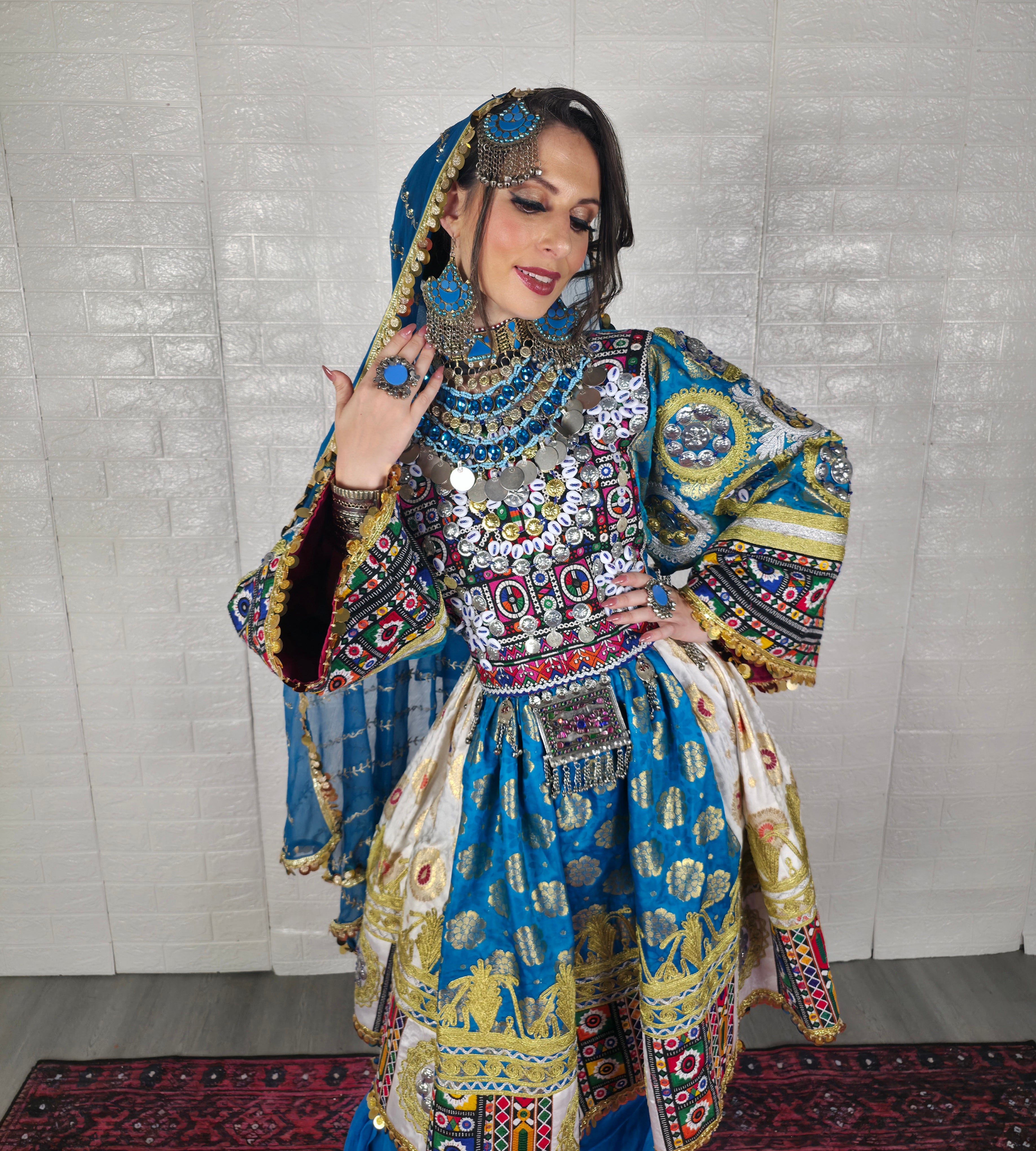 Blue/Beige Plate Dress