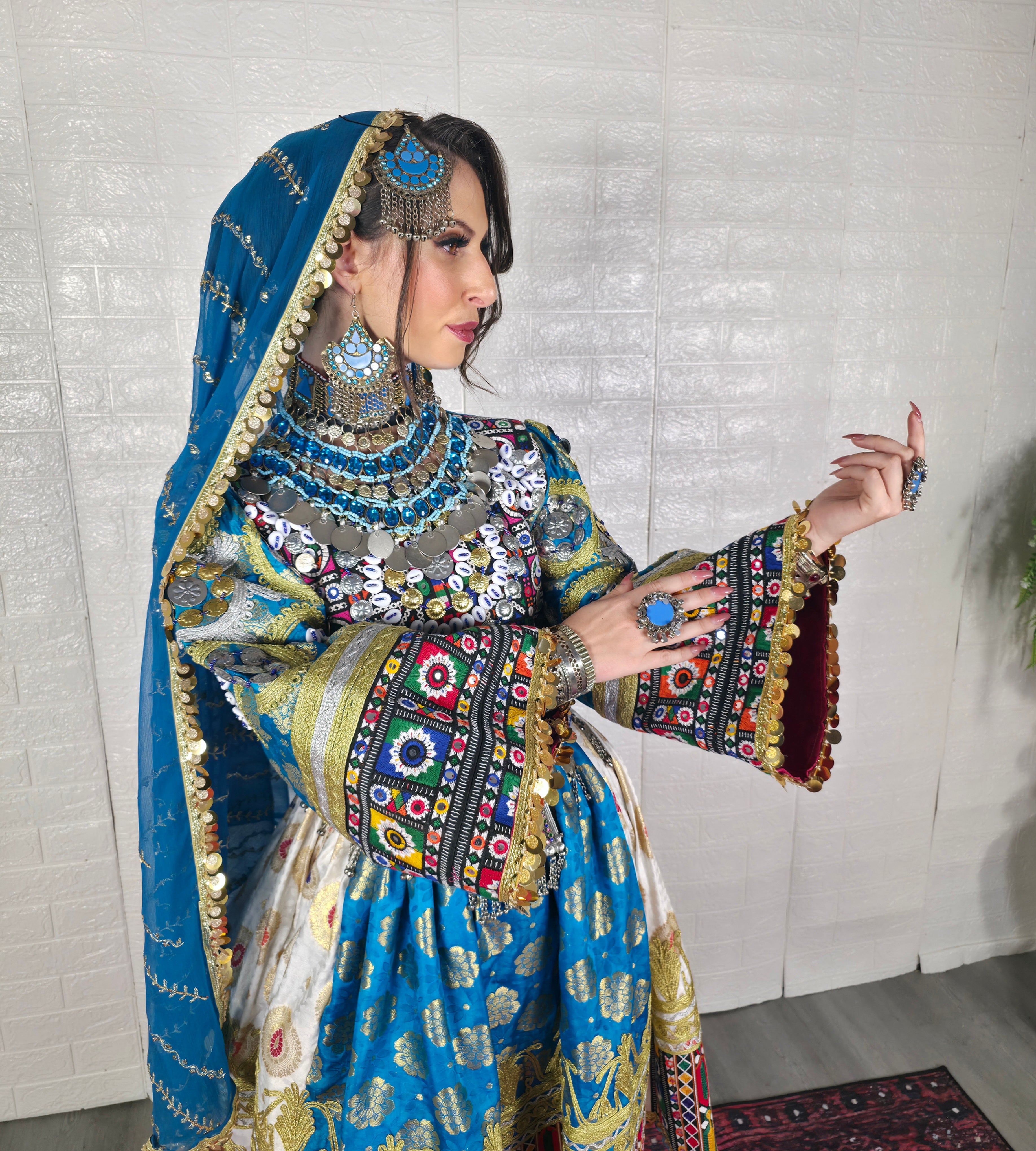 Blue/Beige Plate Dress