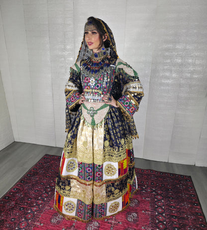 Navy/Beige Banaras Dress