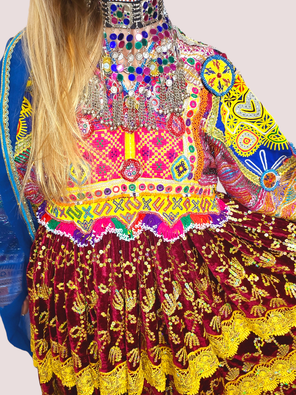 Golden Sequin Vintage Kuchi Dress
