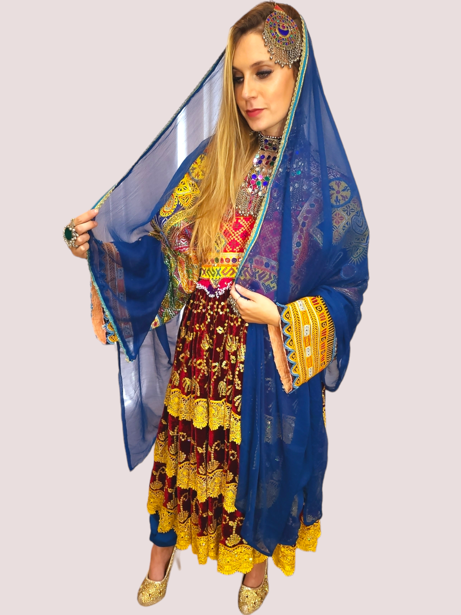 Golden Sequin Vintage Kuchi Dress