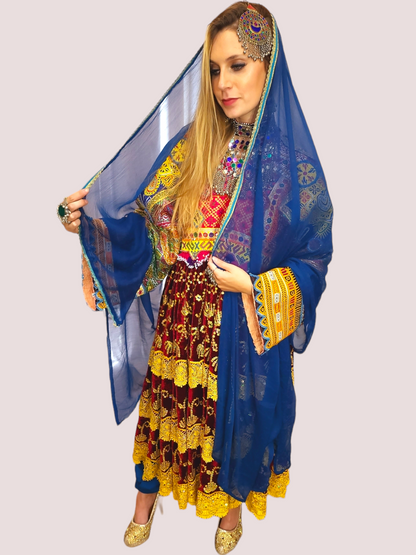 Golden Sequin Vintage Kuchi Dress