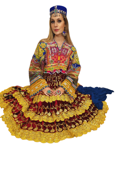 Golden Sequin Vintage Kuchi Dress