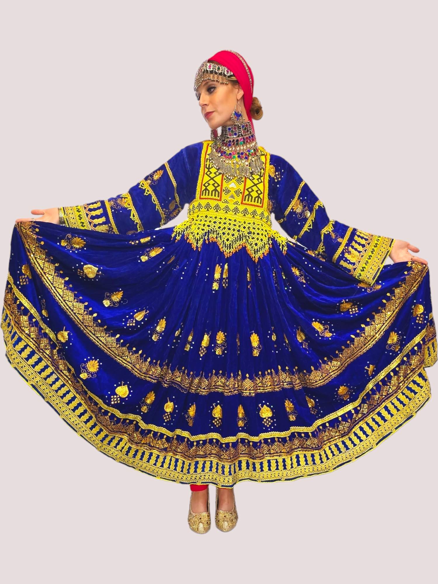 Blue/Gold Vintage Kuchi Dress