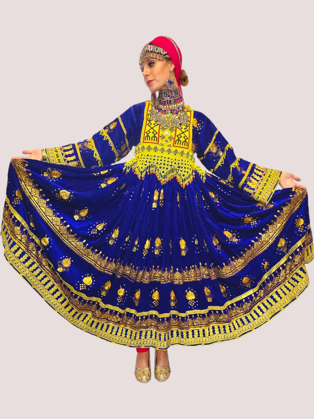 Blue/Gold Vintage Kuchi Dress