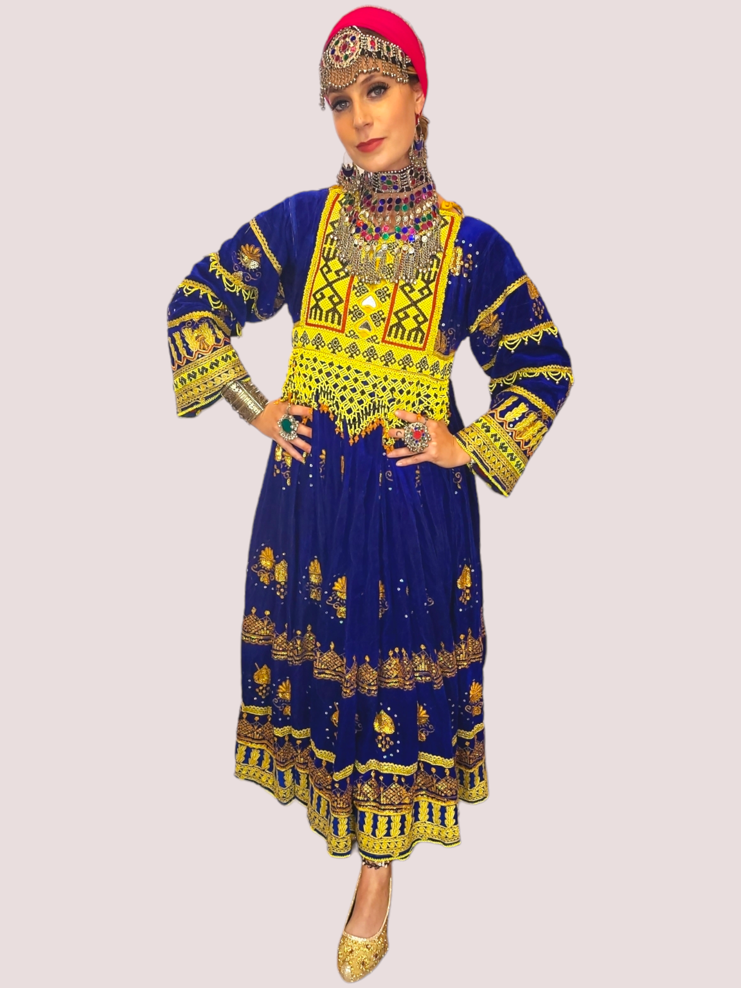 Blue/Gold Vintage Kuchi Dress