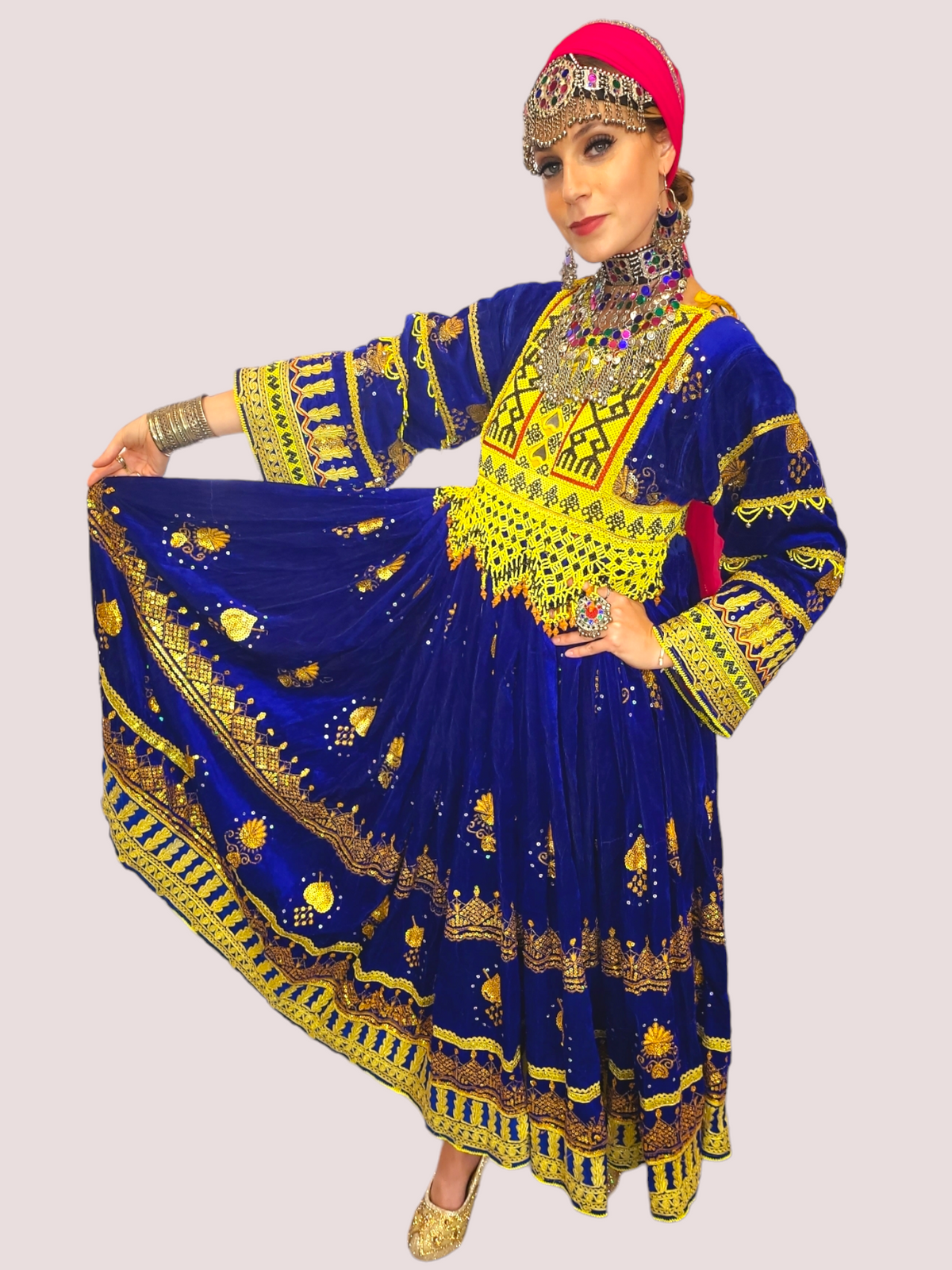 Blue/Gold Vintage Kuchi Dress