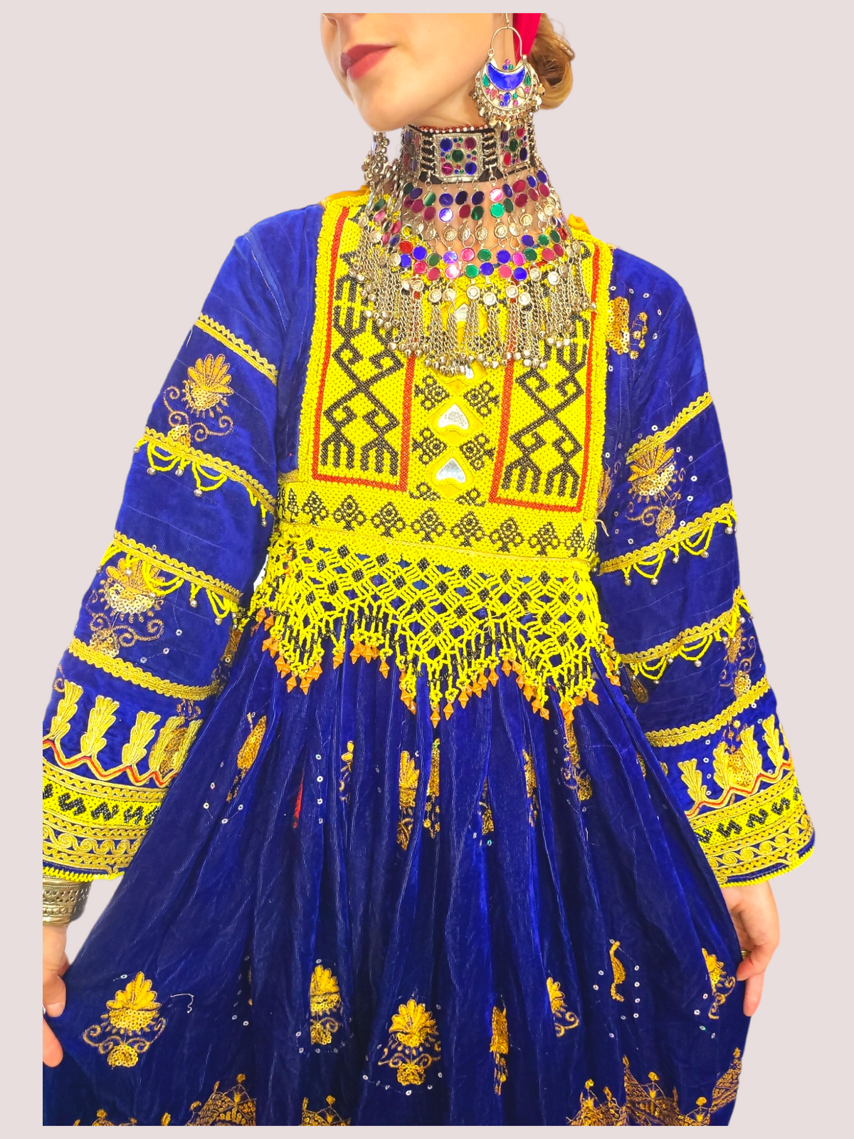 Blue/Gold Vintage Kuchi Dress
