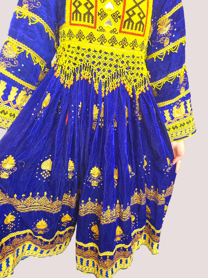 Blue/Gold Vintage Kuchi Dress