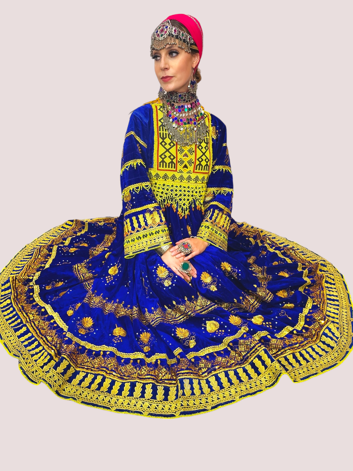 Blue/Gold Vintage Kuchi Dress