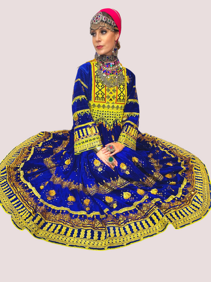 Blue/Gold Vintage Kuchi Dress