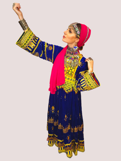 Blue/Gold Vintage Kuchi Dress