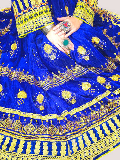 Blue/Gold Vintage Kuchi Dress